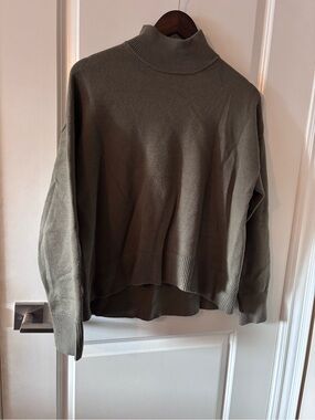 OAK + FORT Olive Ribbed Mock Neck Sweater